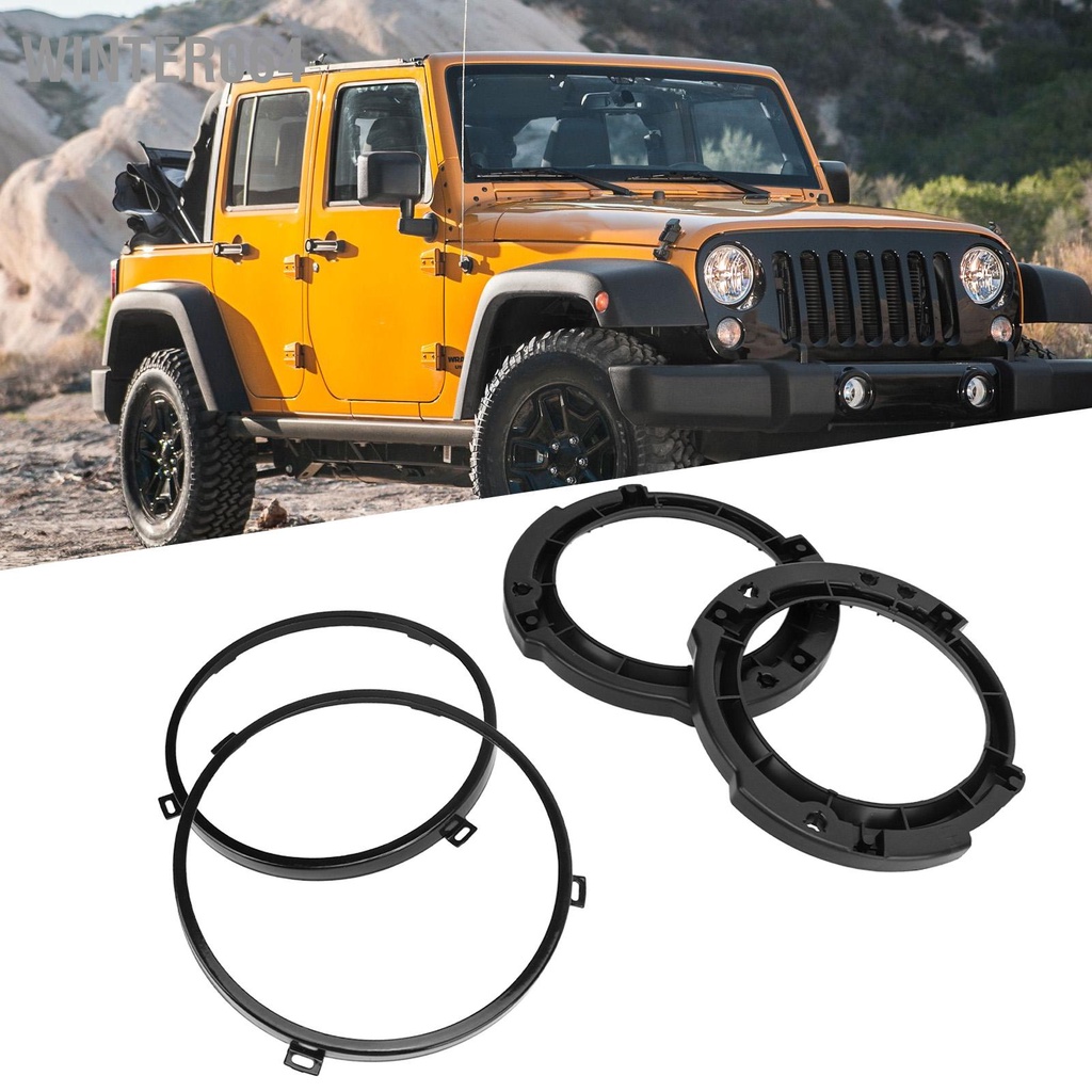 Winter064 Đèn Pha Tròn 7Inch Gắn Giá Đỡ Vòng Bộ Kim Loại Đen Thay Thế Cho Xe Jeep Wrangler JK 2007 Đến 2017