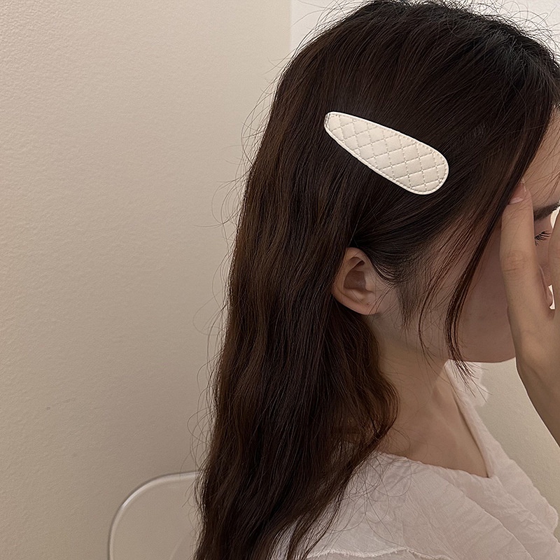 Kẹp Tóc Mái Ngang Vải Họa Tiết Kim Cương Phong Cách Hàn Quốc Đơn Giản Dễ Phối Đồ