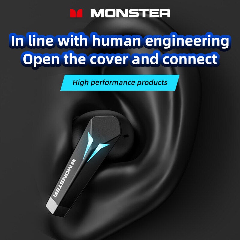Monster Tai Nghe XKT06 Không Dây 100% Bluetooth 5.3 TWS Âm Thanh Nổi HIFI Có Mic 300mAh Cho Game Thủ Hoặc Thể Thao