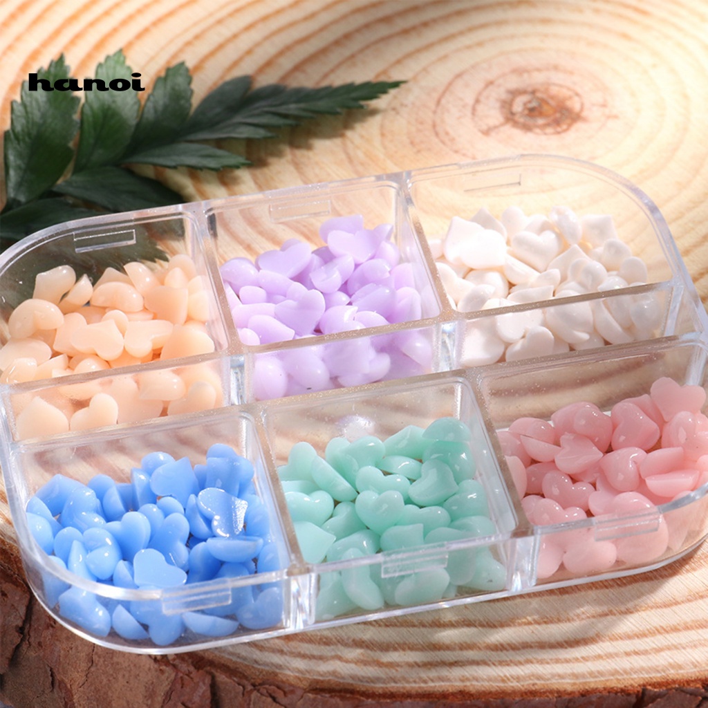 Hộp 6 Ngăn Đựng Phụ Kiện Trang Trí Móng Nghệ Thuật Tạo Hiệu Ứng 3D Thay Đổi Màu Sắc Xinh Xắn Charms