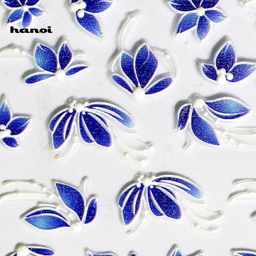 Miếng Dán Trang Trí Móng Tay Họa Tiết Hoa Lá Dập Nổi 5D Thời Trang Cho Nữ