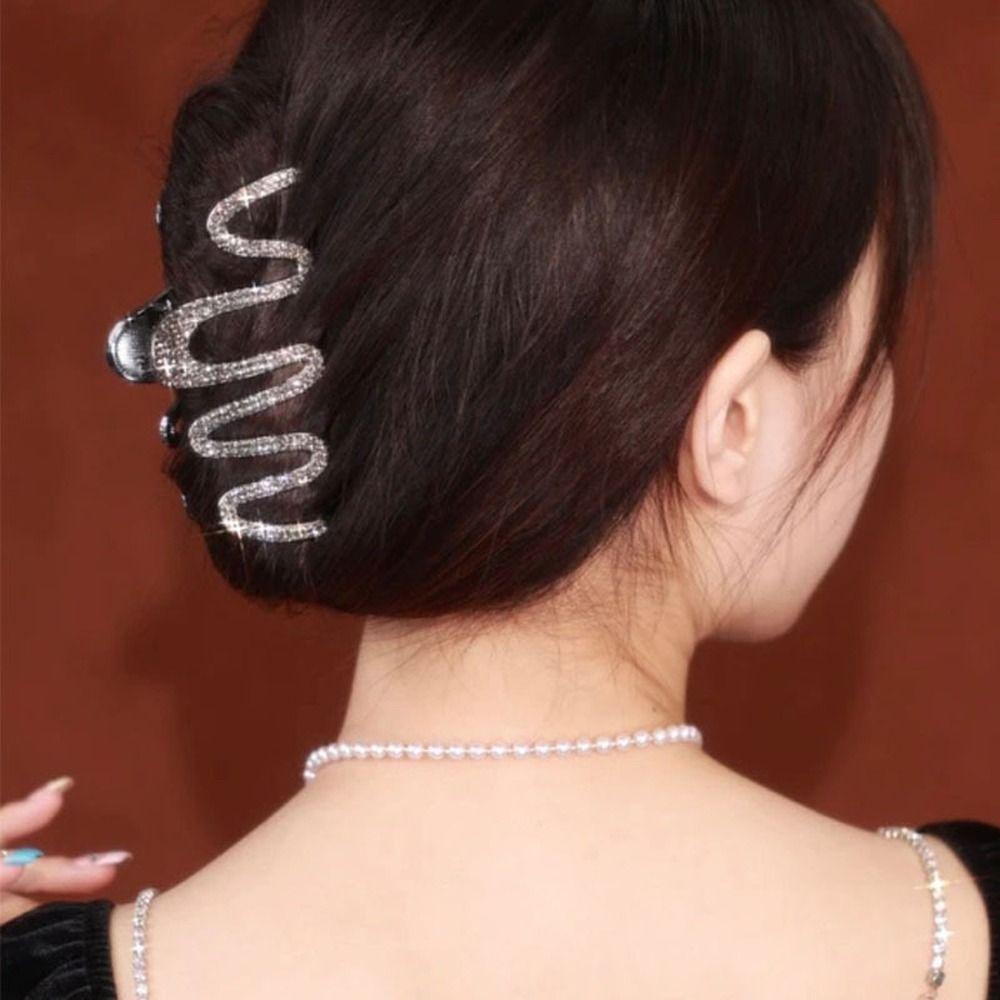 26EDIE Kẹp Tóc Càng Cua Lớn Hình Rắn Đính Đá Thời Trang Hàn Quốc Cho Nữ