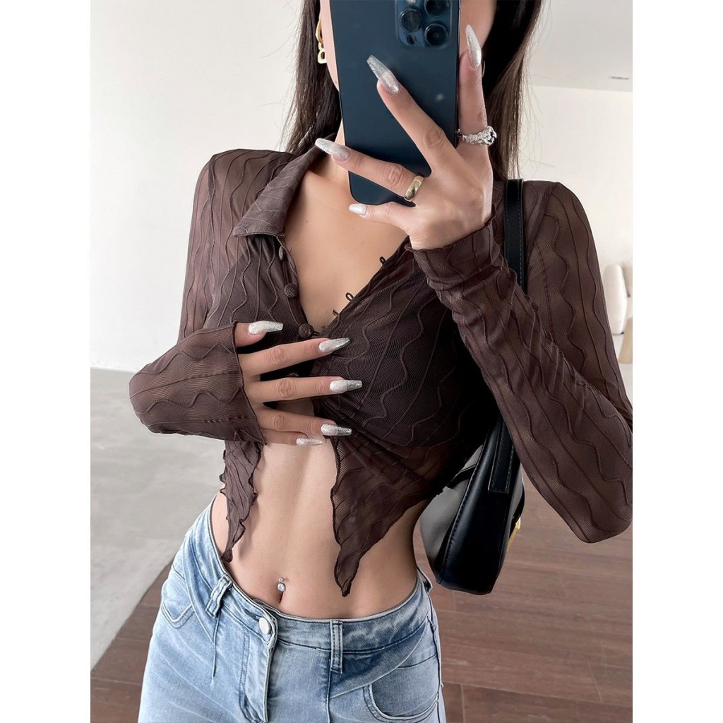 M &amp; E Áo Thun polo Màu Đen Dáng Ngắn Thời Trang Mùa Hè 2022 Cho Nữ