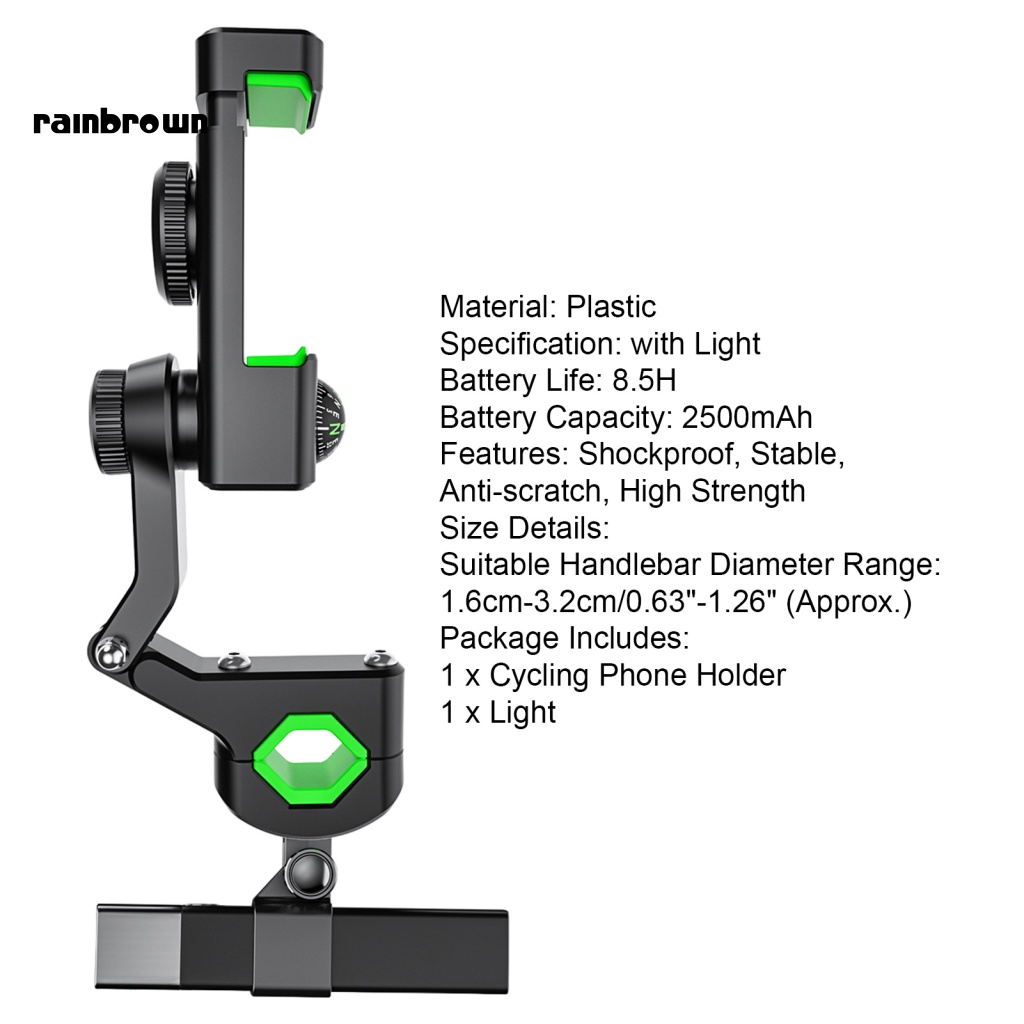 &lt; Rainbrown &gt; Giá Đỡ Điện Thoại Di Động Bằng Nhựa Trọng Lượng Nhẹ Chống Mài Mòn Lắp Đặt Dễ Dàng Thông Dụng Cho Xe Đạp Leo