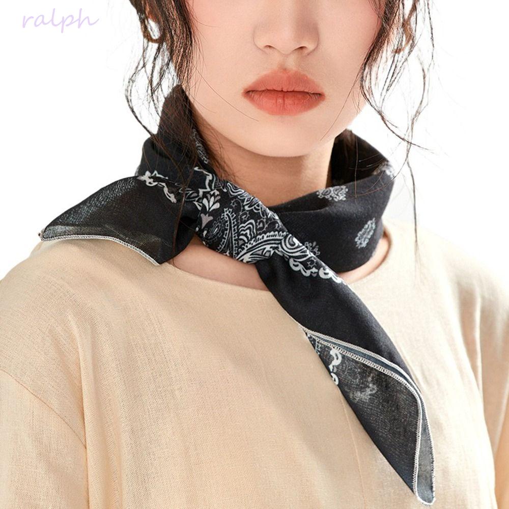 Khăn Choàng Cổ Vuông Chống Nắng In Họa Tiết Kẻ Sọc Đơn Giản Dễ Thương Cho Nữ