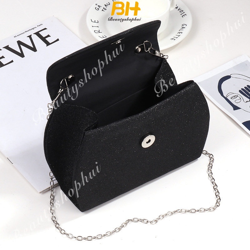 Túi Đeo Chéo Nhỏ Hình Vuông Dây Xích Tối Giản Lấp Lánh Cho Nữ Dự Tiệc Mới