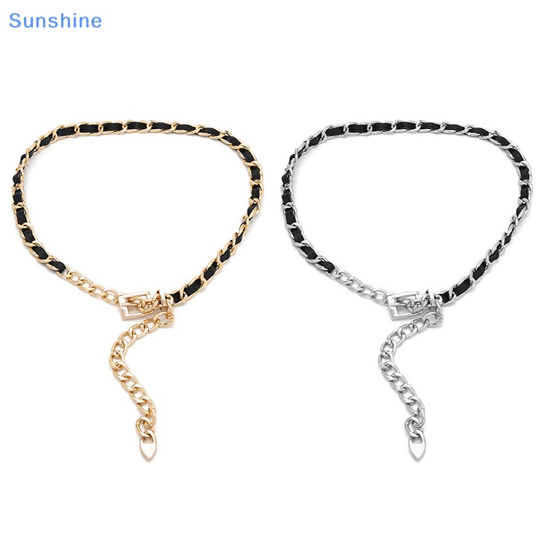 Thắt Lưng Dây Xích Kim Loại Dài Phối Tua Rua Phù Hợp Với Đầm Jean