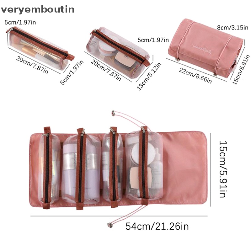 Set 4 Túi Đựng Đồ Trang Điểm 4 Trong 1 Có Thể Tháo Rời Mang Đi Du Lịch Tiện Lợi