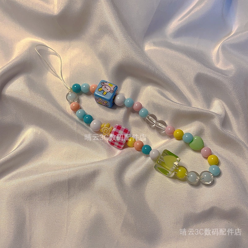 Dây Đeo Điện Thoại Đính Hạt Nhiều Màu Sắc Họa Tiết Hoạt Hình Dễ Thương Chống Rơi Tiện Dụng
