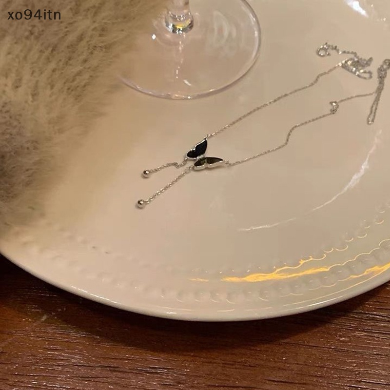 Vòng Cổ Dây Xích Tua Rua Nhiều Lớp Mặt Hình Bướm Màu Đen Phong Cách Cổ Điển Thời Trang Cho Nữ