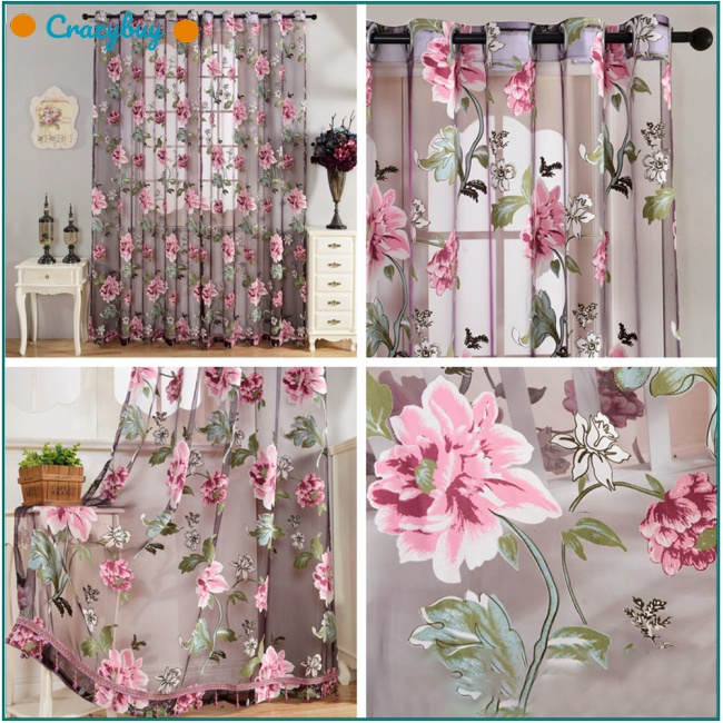 Cr 1 Rèm Cửa Sổ Thêu Họa Tiết Hạt Cườm Lỗ Thoáng Khí Trang Trí Phòng Khách / Phòng Ngủ