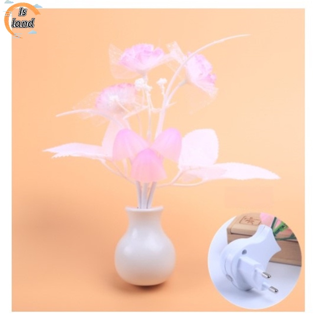 Đèn Ngủ Hình Cây Nấm Nhiều Màu Thông Minh Với Cảm Biến Ánh Sáng Phích Cắm US / EU