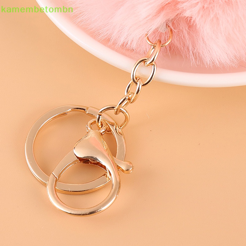 1 Móc Khóa Hình Cục Bông Lông Thỏ Giả 8.5cm