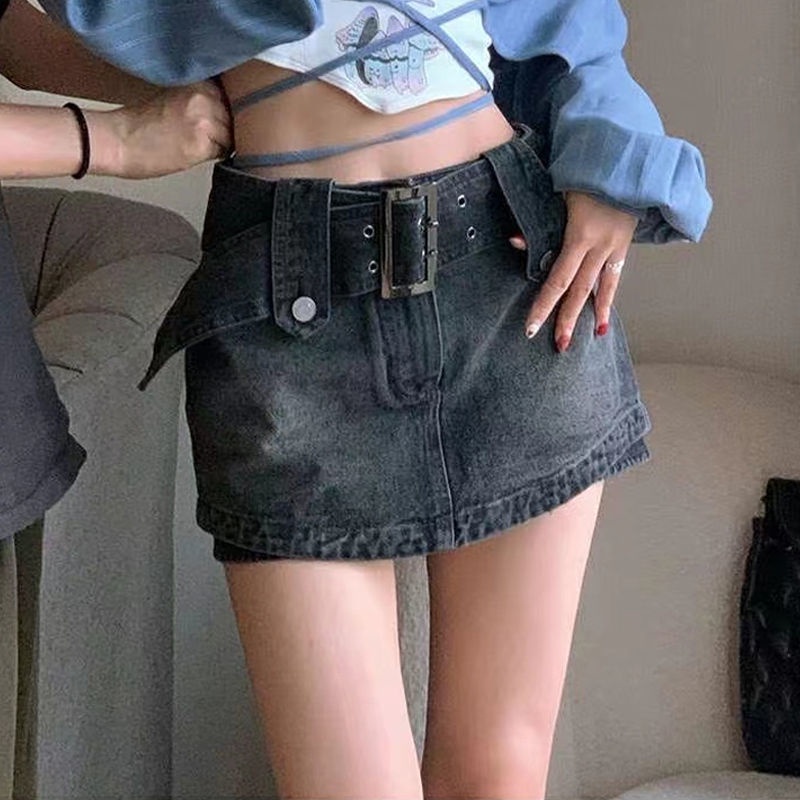 Chân Váy Denim Chữ A Lưng Cao Thời Trang Mùa Hè Cho Nữ