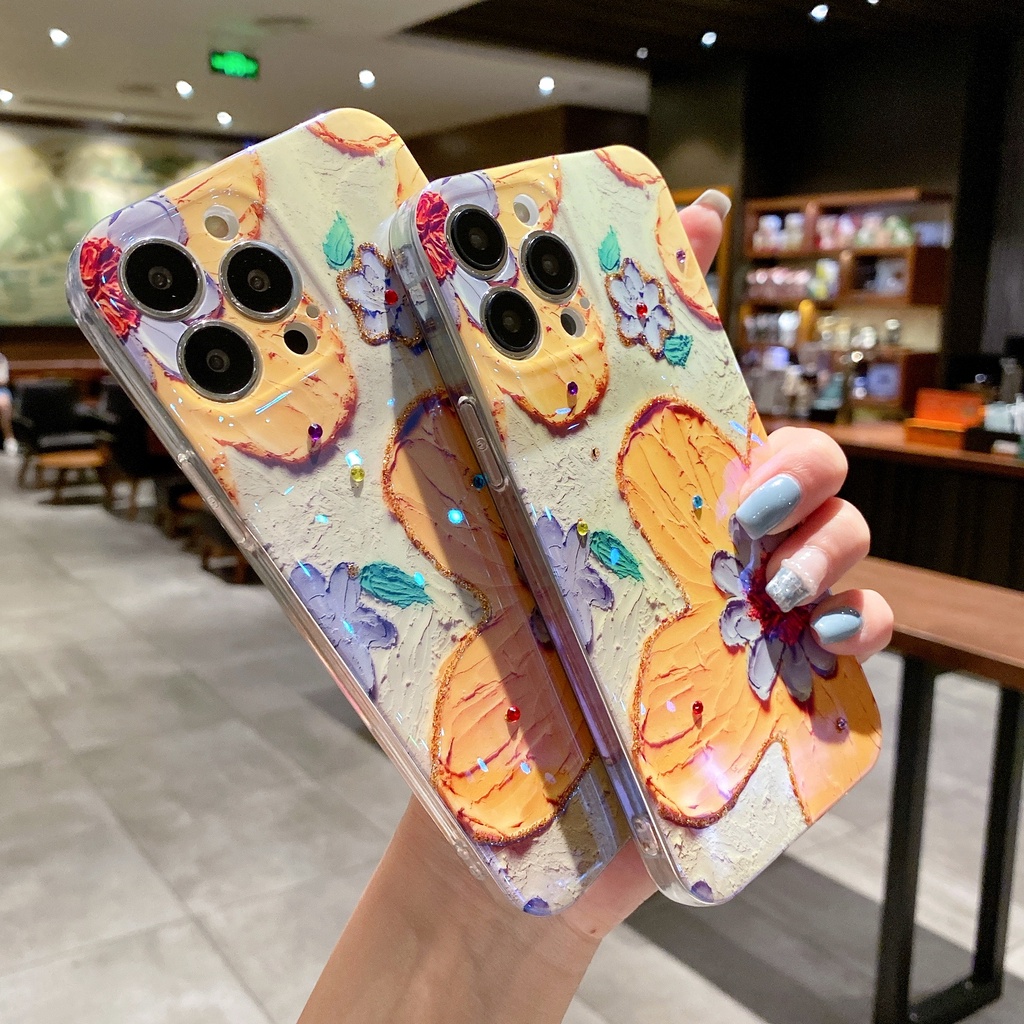 Ốp Điện Thoại TPU Chống Sốc Họa Tiết Hoa Màu Vàng Cho IPhone 14 13 12 11 Pro MAX 14 Plus X XR XS MAX 7 8 Plus