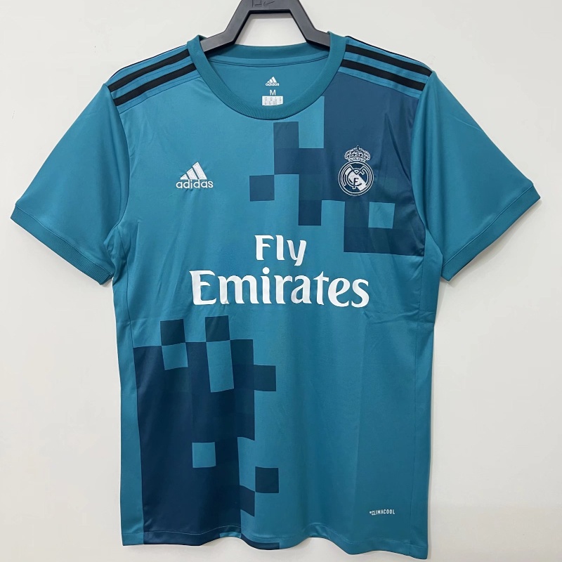 Áo Thun Thể Thao Tay Ngắn In Logo Real Madrid Size S-XXL 17-18 Phong Cách Vintage Cho Nam