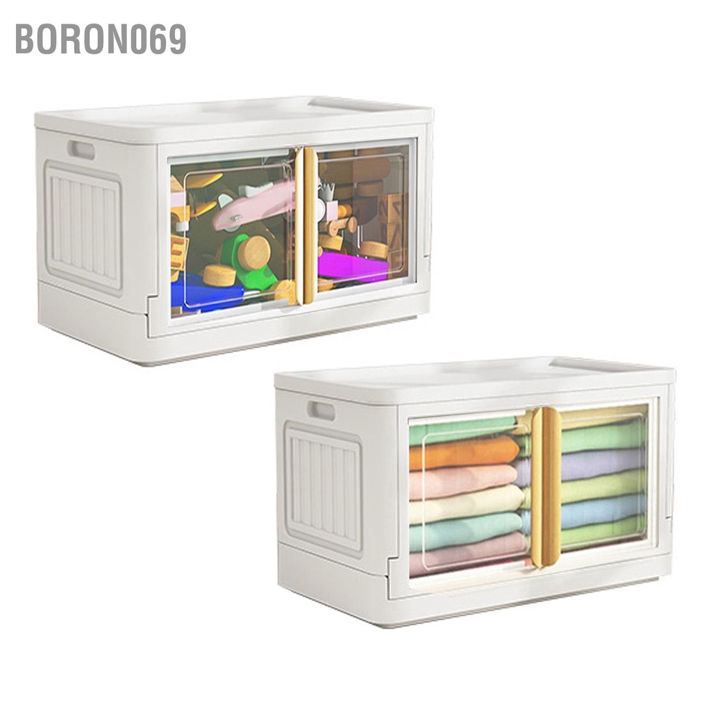 Boron069 Thùng lưu trữ có thể xếp chồng lên nhau Cửa đôi Tủ ngăn kéo bằng nhựa gập lại cho Đồ chơi Quần áo Sách