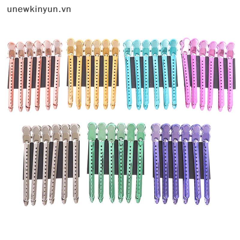 Set 6 Kẹp Mỏ Vịt Bằng Kim Loại Chuyên Dụng Cho Salon Làm Tóc