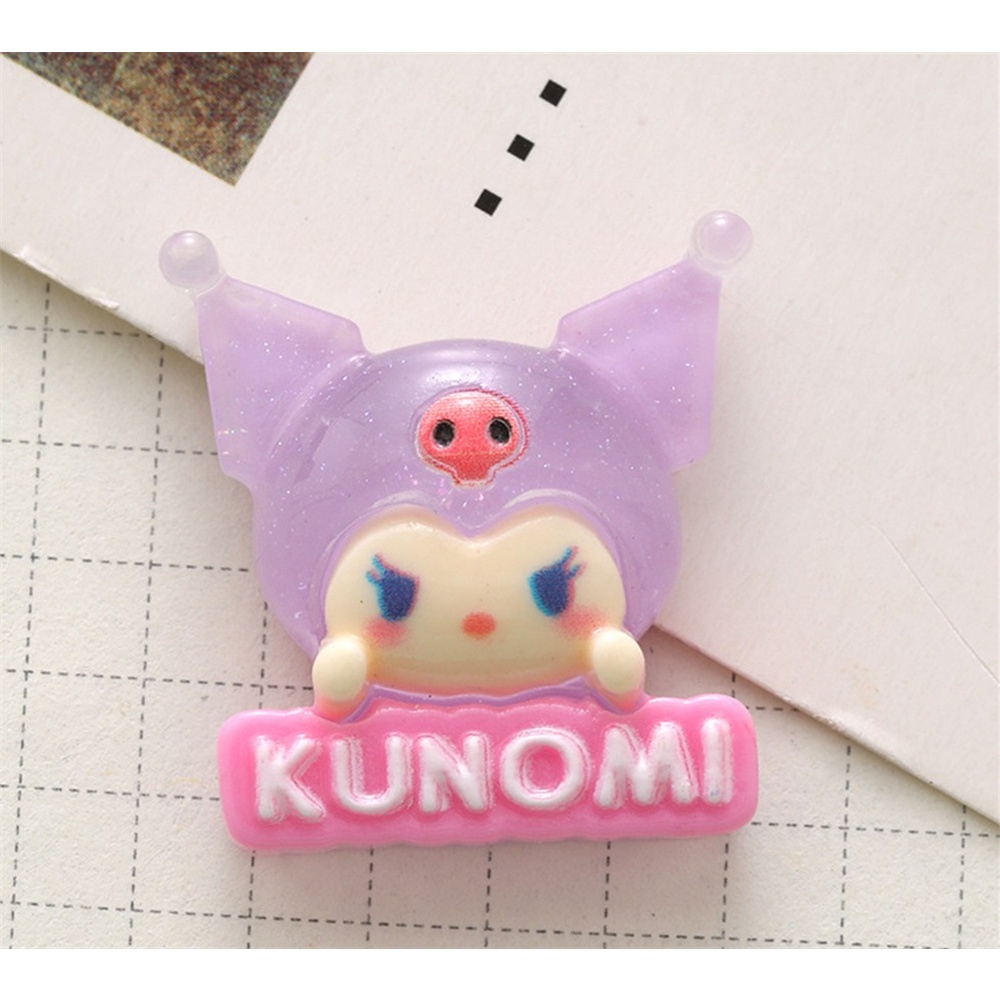 Trong suốt dạ quang Sanrio nhãn phụ kiện nhựa tự làm Keo kem trường hợp điện thoại mũ nón kẹp tóc Giày khóa trang trí-rosser2