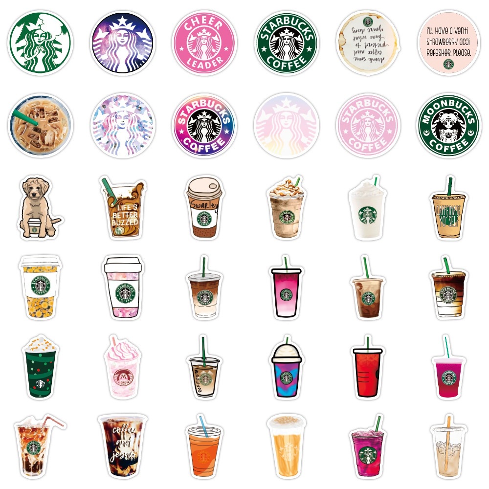 J· Hình Dán Chống Nước Starbucks Kfc Mcdonald'S Phim Hoạt Hình Mũ Bảo Hiểm Máy Tính Xách Tay Hành Lý Dán Thiết Lập, 50 tờ