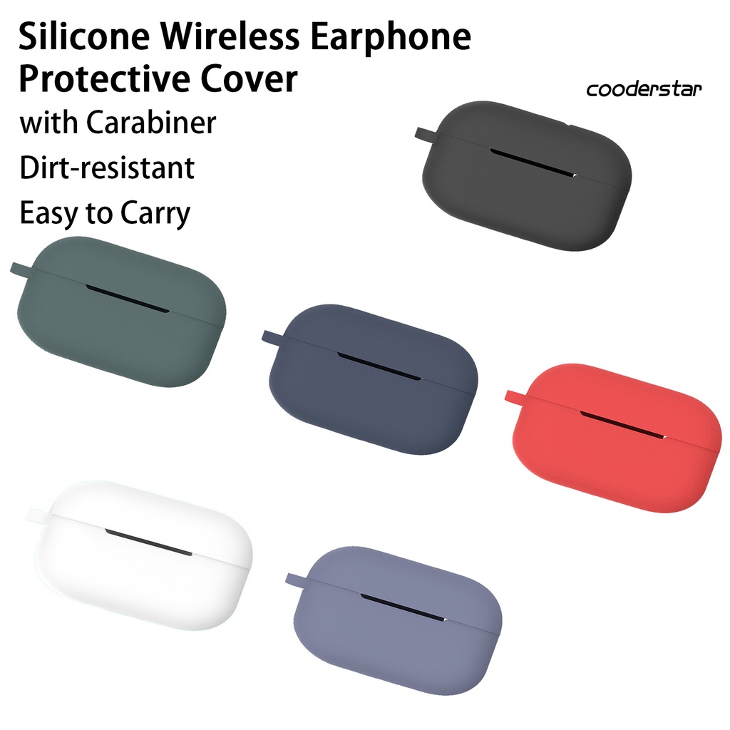 Vỏ Bảo Vệ Hộp Sạc Tai Nghe Airpods Pro 2 Bằng Silicon Màu Trơn Chống Sốc / Bụi Bẩn Kèm Móc Treo Tiện Dụng