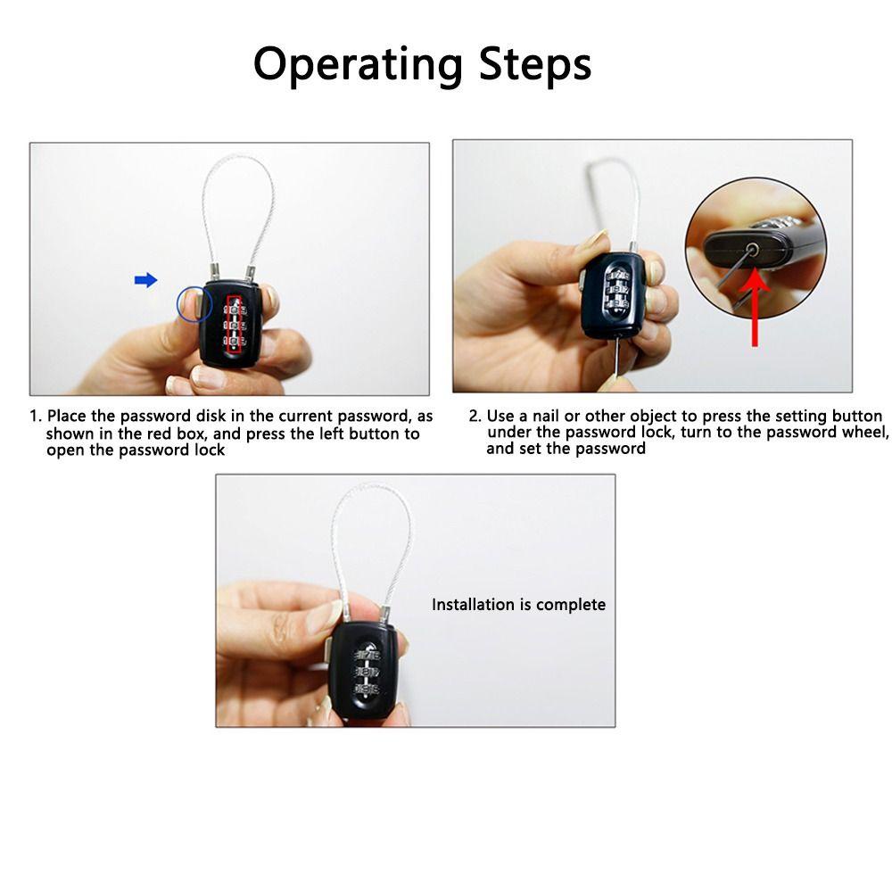 Ổ Khóa Mật Khẩu 3 Chữ Số Bằng Dây Thép Tiện Dụng Cho Ba Lô Du Lịch