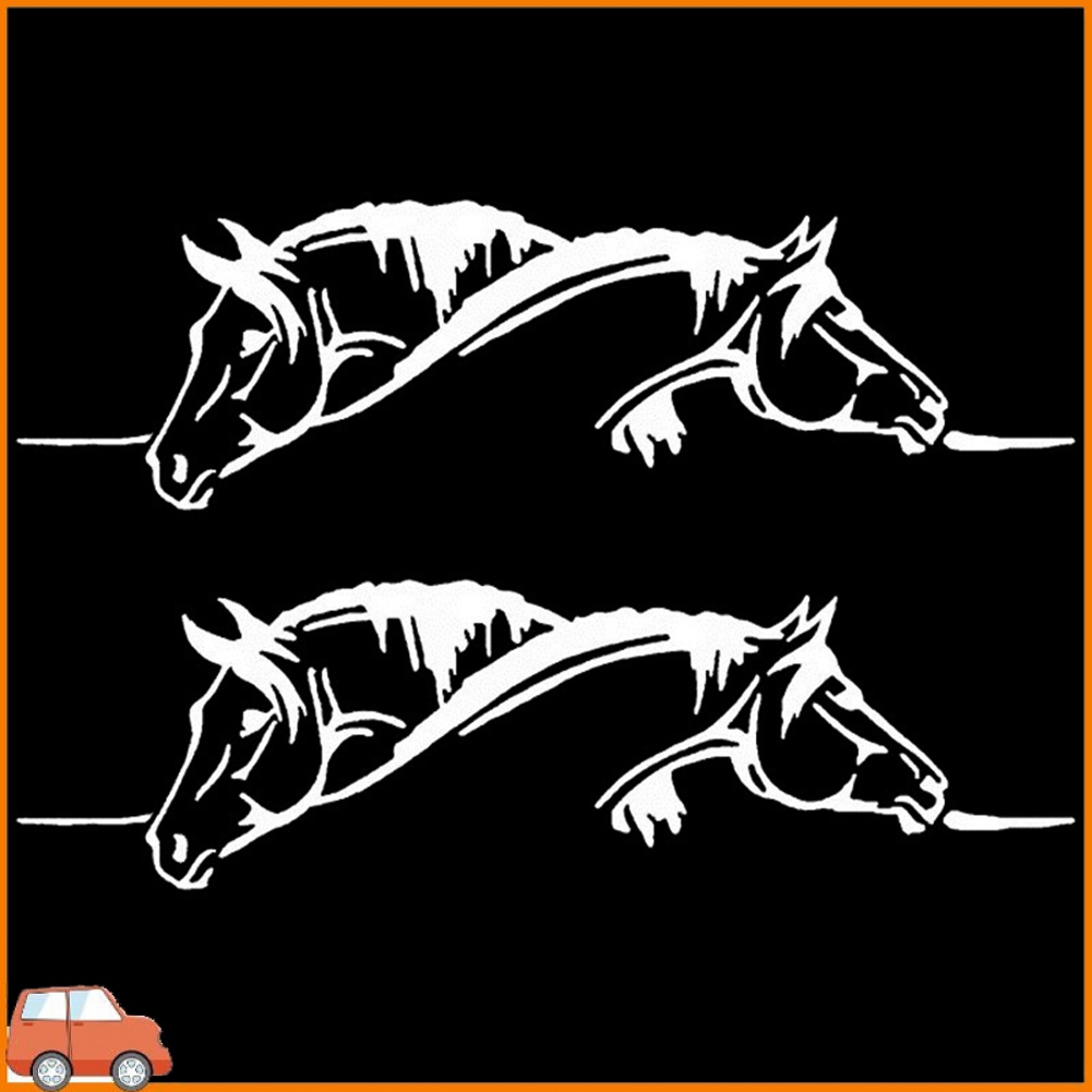 Bộ 2 Miếng Dán Phản Quang Trang Trí Thân Xe Hơi Họa Tiết Hai Chú Ngựa Độc Đáo