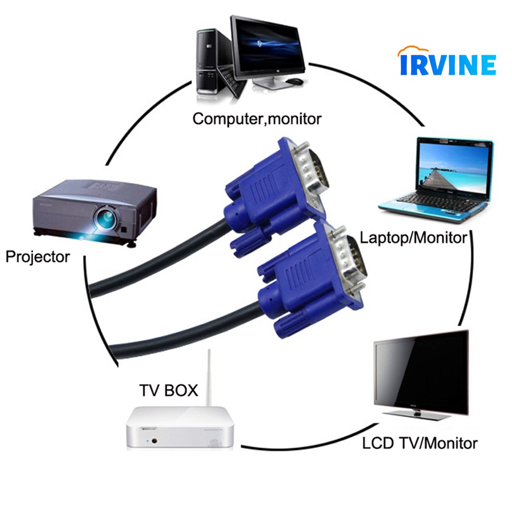 Dây Cáp Nối Dài 30cm Chuyển Đổi Đầu Cắm Sang Đầu Cắm VGA Cho Màn Hình Máy Chiếu / Máy Tính