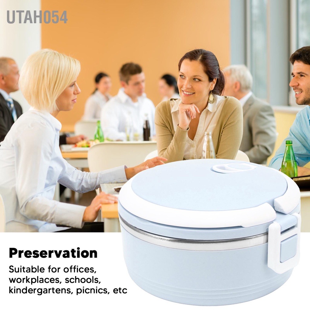 Utah054 Hộp Cơm Giữ Nhiệt Bằng Thép Không Gỉ Bento Di Động Cách Một Lớp Có Khóa An Toàn Cho Trẻ Em Người Lớn