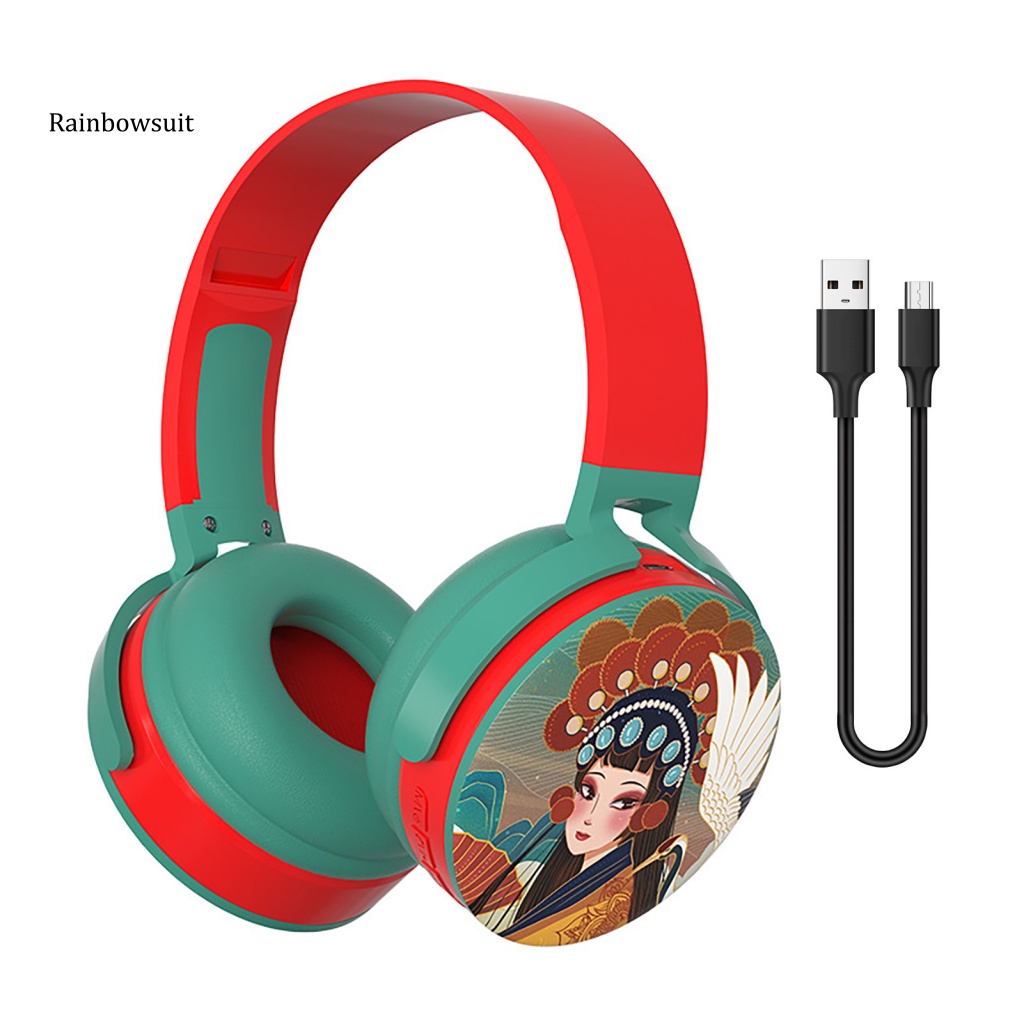 Tai Nghe Chụp Tai Bluetooth Không Dây Có Micro Hỗ Trợ Thẻ Nhớ In Hình Opera Trung Quốc Chơi Game E-sport