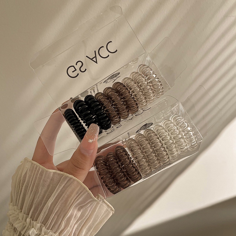 Set 50 Dây Buộc Tóc Cao Su Co Giãn Kiểu Dáng Đơn Giản Kèm Hộp Đựng