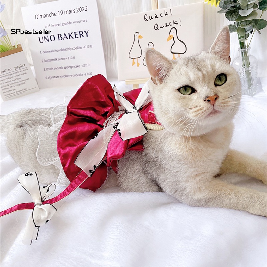 1 Bộ Đầm Công Chúa Thắt Nơ Ngực Kèm Dây Dắt Cho Thú Cưng SPbestsellkr