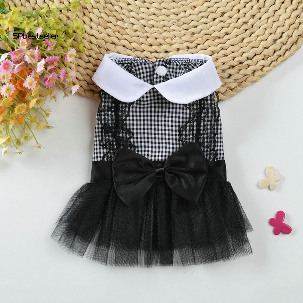 Đầm Cổ Bẻ Trang Trí Nơ Thời Trang Mùa Hè Xinh Xắn Cho Cún Cưng