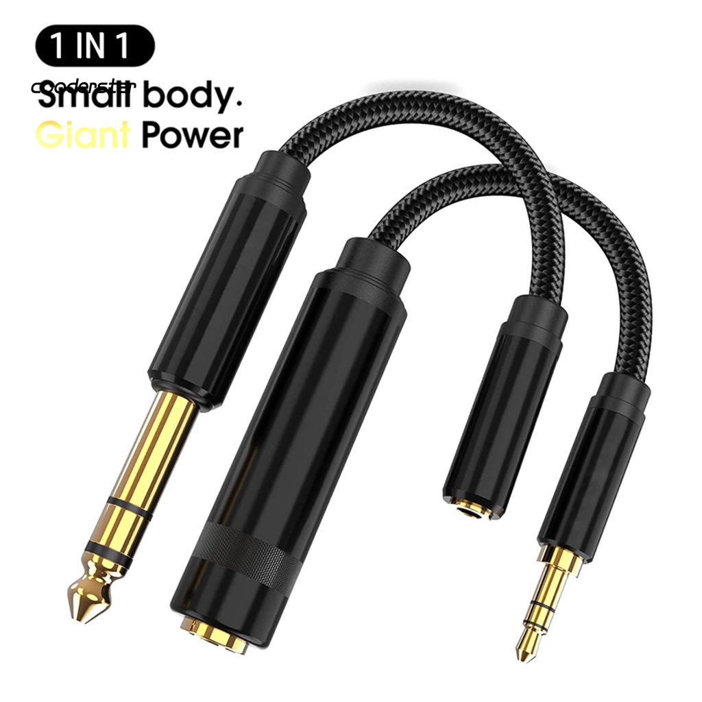 Dây Cáp Âm Thanh Bện Sợi Nylon 2 Trong 1 Chuyển Đổi 6.35mm Sang 3.5mm Cho Laptop