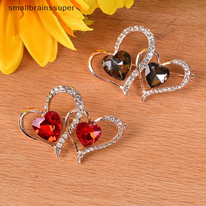 Ghim Cài Áo Hình Trái Tim Đôi Đính Đá Pha Lê SBS