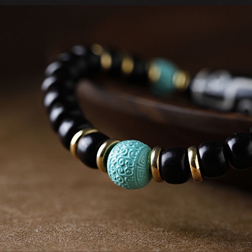 Vòng Tay Chuỗi Hạt Đá Mã Não Tự Nhiên Chín Mắt Dzi Mẫu Phía Sau Cho Nam Và Nữ Wenwan Rosary