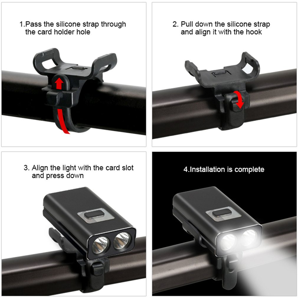 Bicycle Light Front Rear 6 Modes Waterproof Cycling Camping Type-C Interface Usb Rechargeable Lights [Q/3]