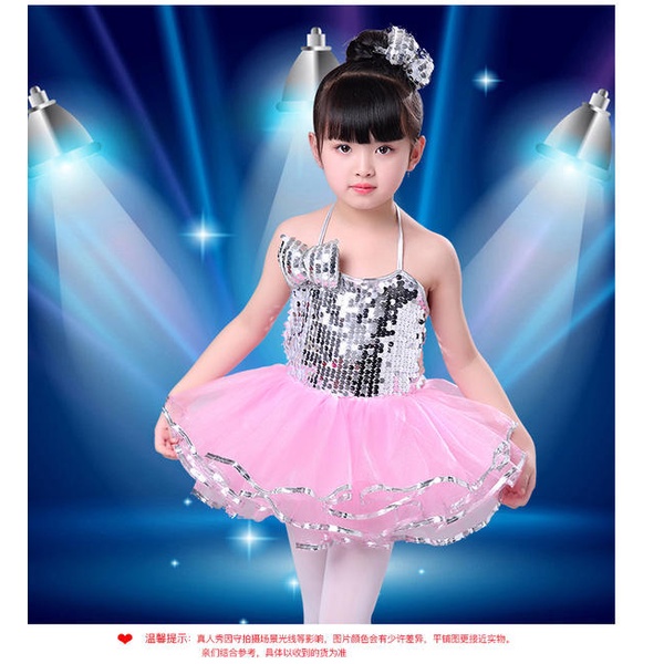Bộ Trang Phục Trình Diễn Nhảy Múa Đính Kim Sa Lấp Lánh Dành Cho Bé Gái