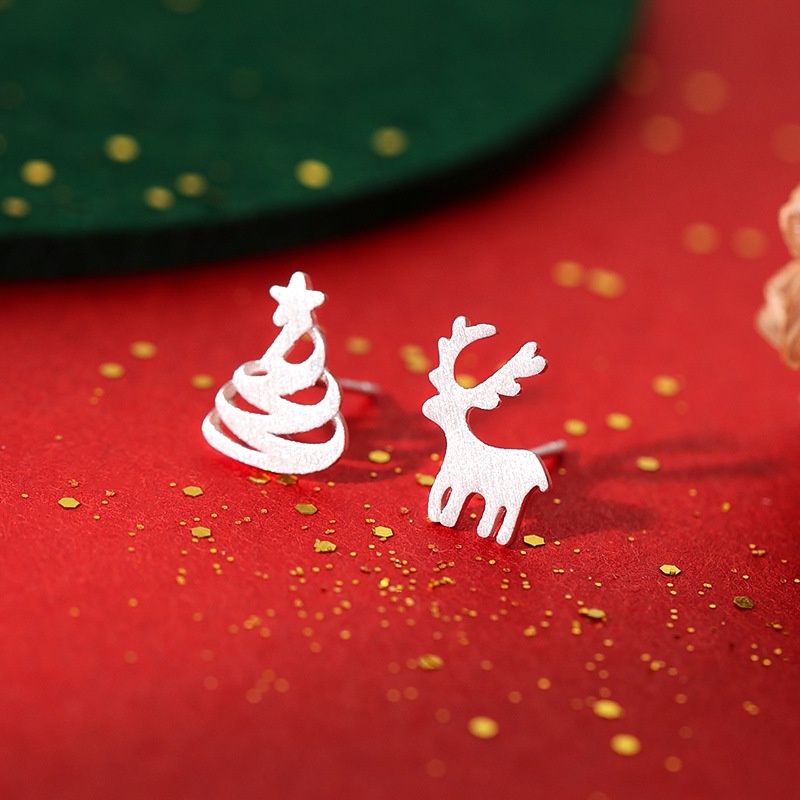 Bông Tai Bất Đối Xứng Hình Cây Thông / Tuần Lộc / Ngôi Sao Đơn Giản