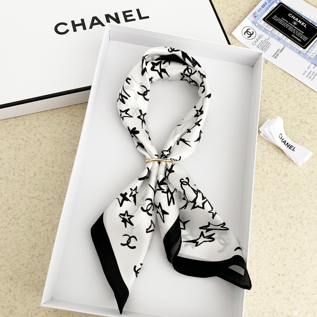 Khăn Quàng Cổ Vuông Bằng Lụa In Họa Tiết Ngôi Sao Sang Trọng Thời Trang Cho Nữ 2023 70CM (27.55inch)