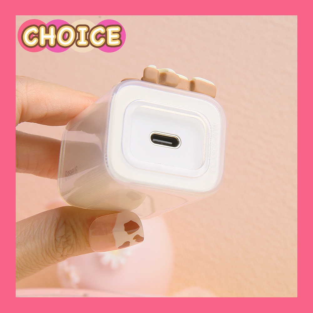 Vỏ Bọc Bảo Vệ Đầu Cáp Sạc Baseus 20w Hình Gấu / Dâu Tây Dễ Thương
