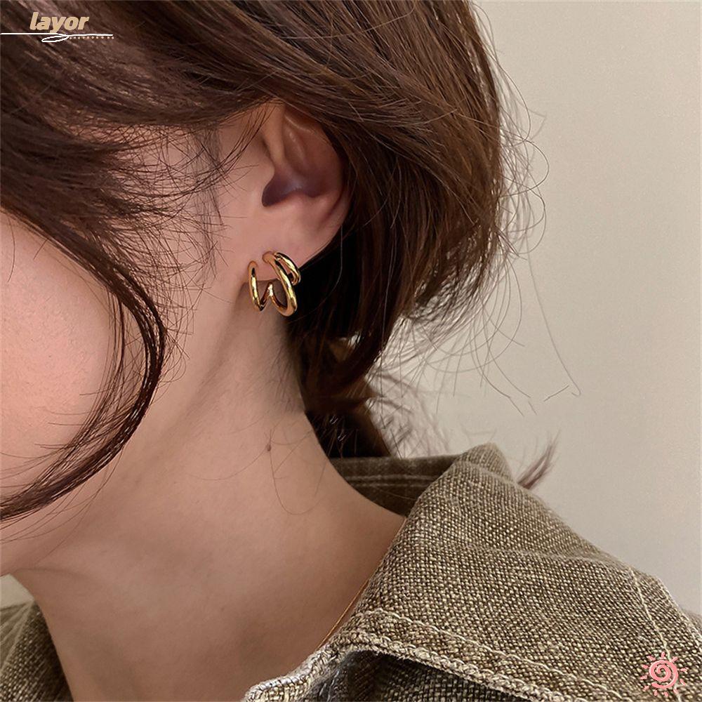 Lay Khuyên Tai Vòng Chữ C Đơn Giản Cho Nữ