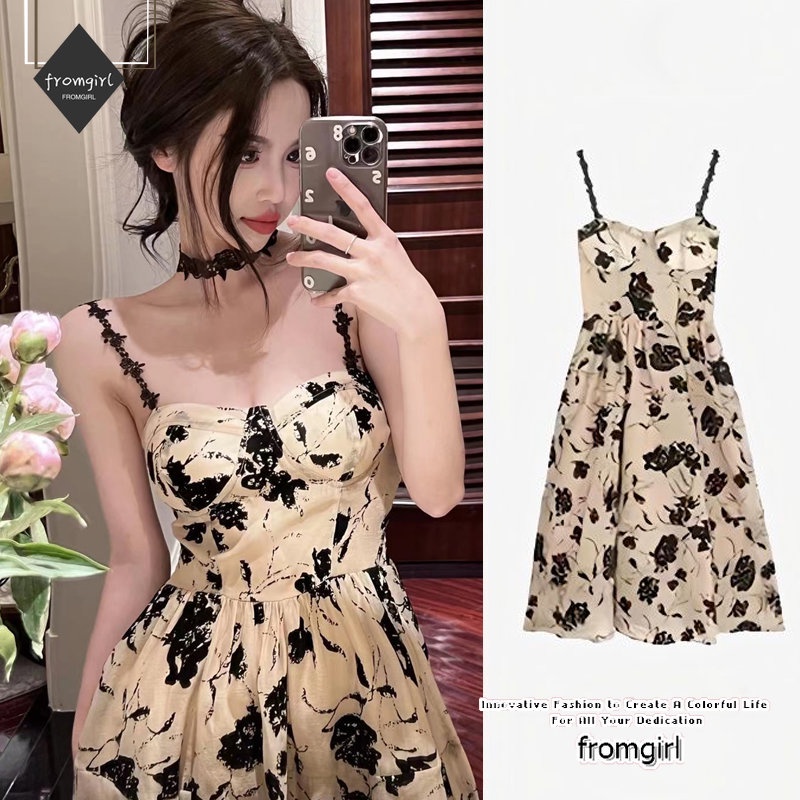 Đầm Hoa Hai Dây Thời Trang Mùa Hè Hàn Quốc