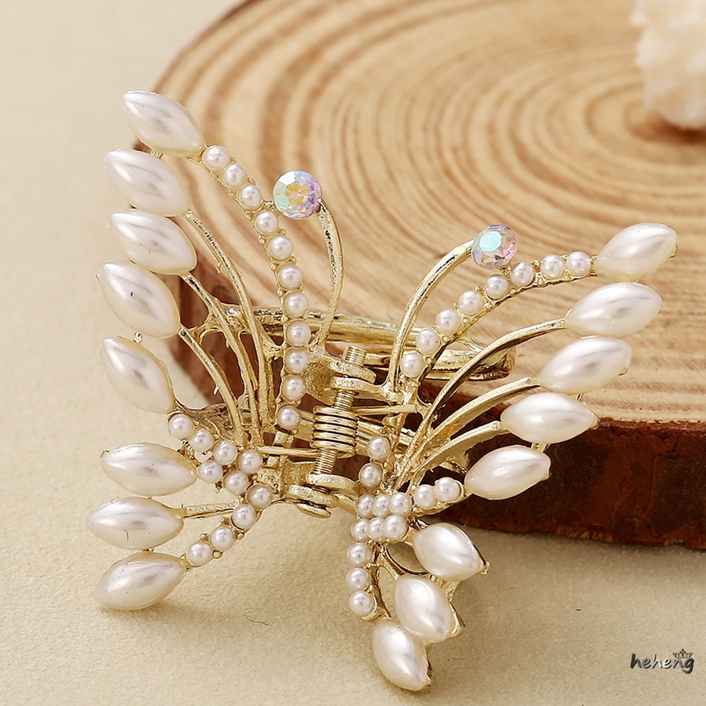 Kẹp Tóc Bướm Đính Ngọc Trai Chống Trượt