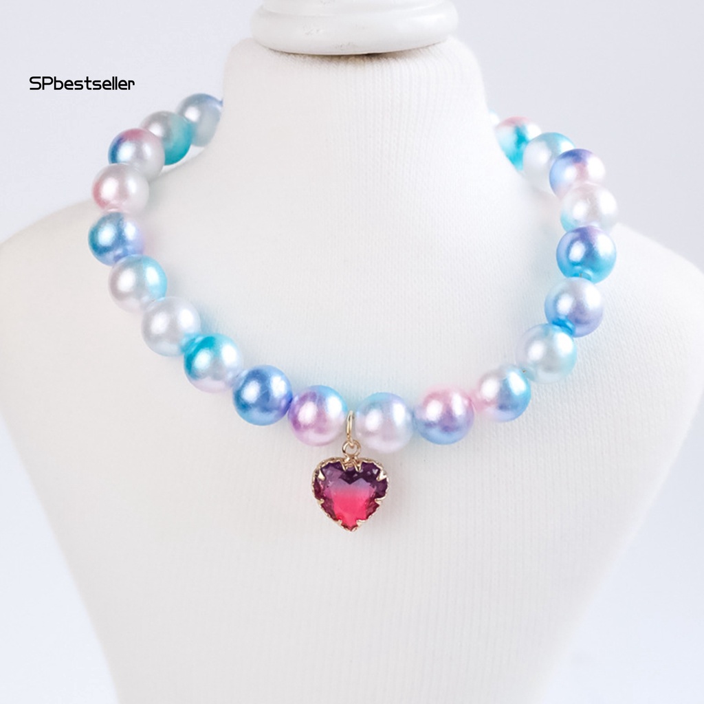 Vòng Cổ Ngọc Trai Nhiều Màu Hình Trái Tim Dễ Thương Cho Thú Cưng