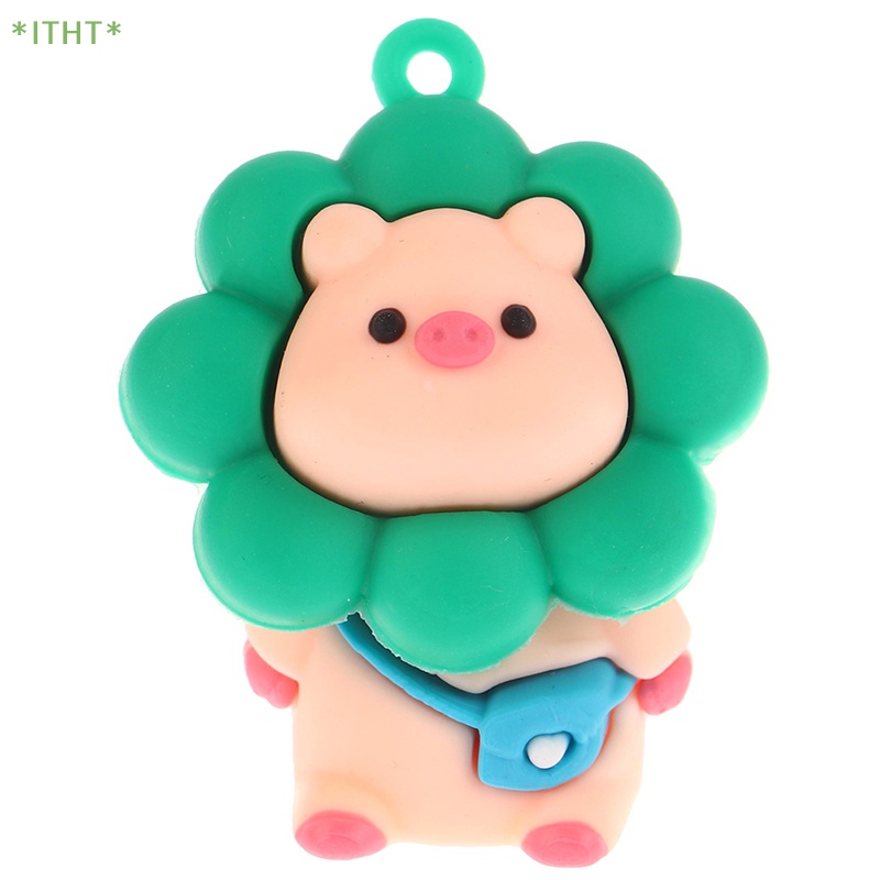 1 Móc Khóa Hình Chú Heo Và Hoa Hướng Dương Xinh Xắn Mới