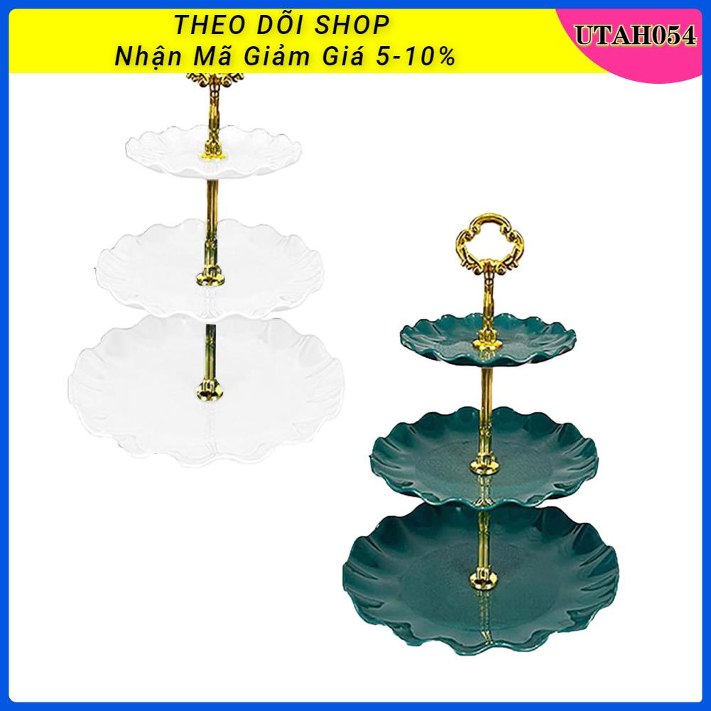 Utah054 Phong Cách Bắc Âu 3 Lớp Đĩa Trái Cây Khay Nhựa Tầng Đế Bánh Dự Tiệc Tráng Miệng