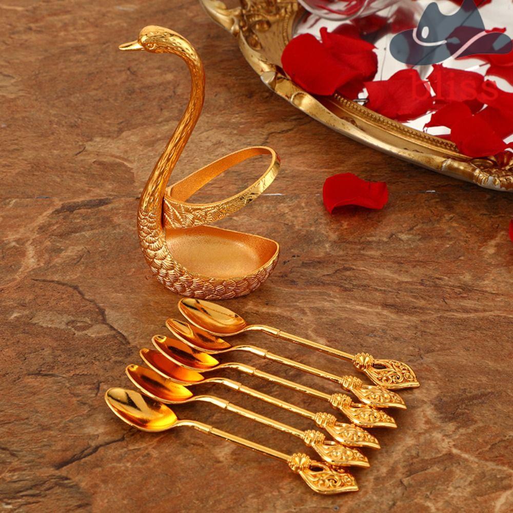 Muỗng Ăn Tráng Miệng Bằng Kim Loại Hình Thiên Nga Sang Trọng