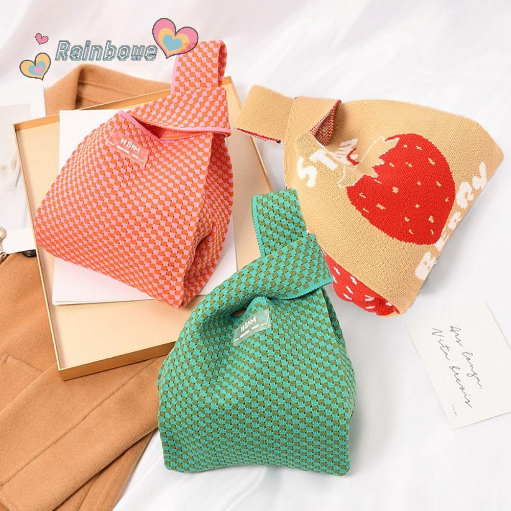 Túi Xách Đeo Vai Đan Len Màu Cầu Vồng Thời Trang Cho Nữ