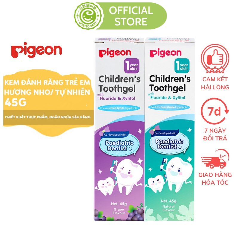 Kem Đánh Răng Pigeon 45g Cho Bé Từ 1 Tuổi - Hương Dâu/ Nho/ Hương Tự Nhiên/ Trái Cây Nhiệt Đới - Timikid